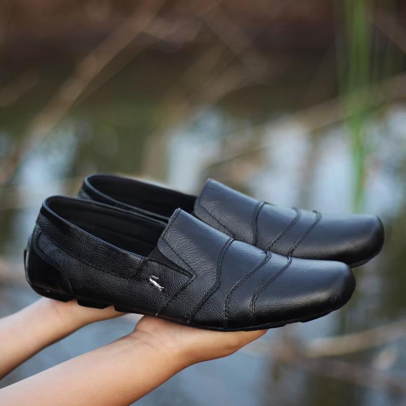 Sepatu Slip On Crocodile Kulitr Asli Pria Trendy Terbaru Termurah Kasual Black Coklat Hitam Flat Shoes 2