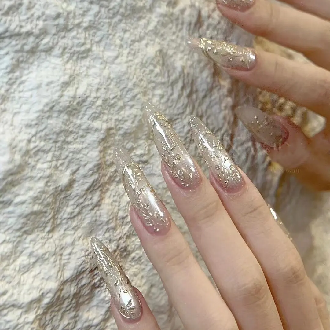 NO.24 Móng úp thiết kế màu thạch ẩn nhũ đính nơ hologram Cebi.nailbox