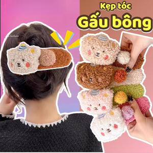 Kẹp Tóc Gấu Bông Hoạt Hình, Thiết Kế Dễ Thương, Kẹp Lớn, Phong Cách Hàn Quốc, Phụ Kiện Tóc, Mua 3 Tặng 1 Khuyến Mãi Miễn Phí