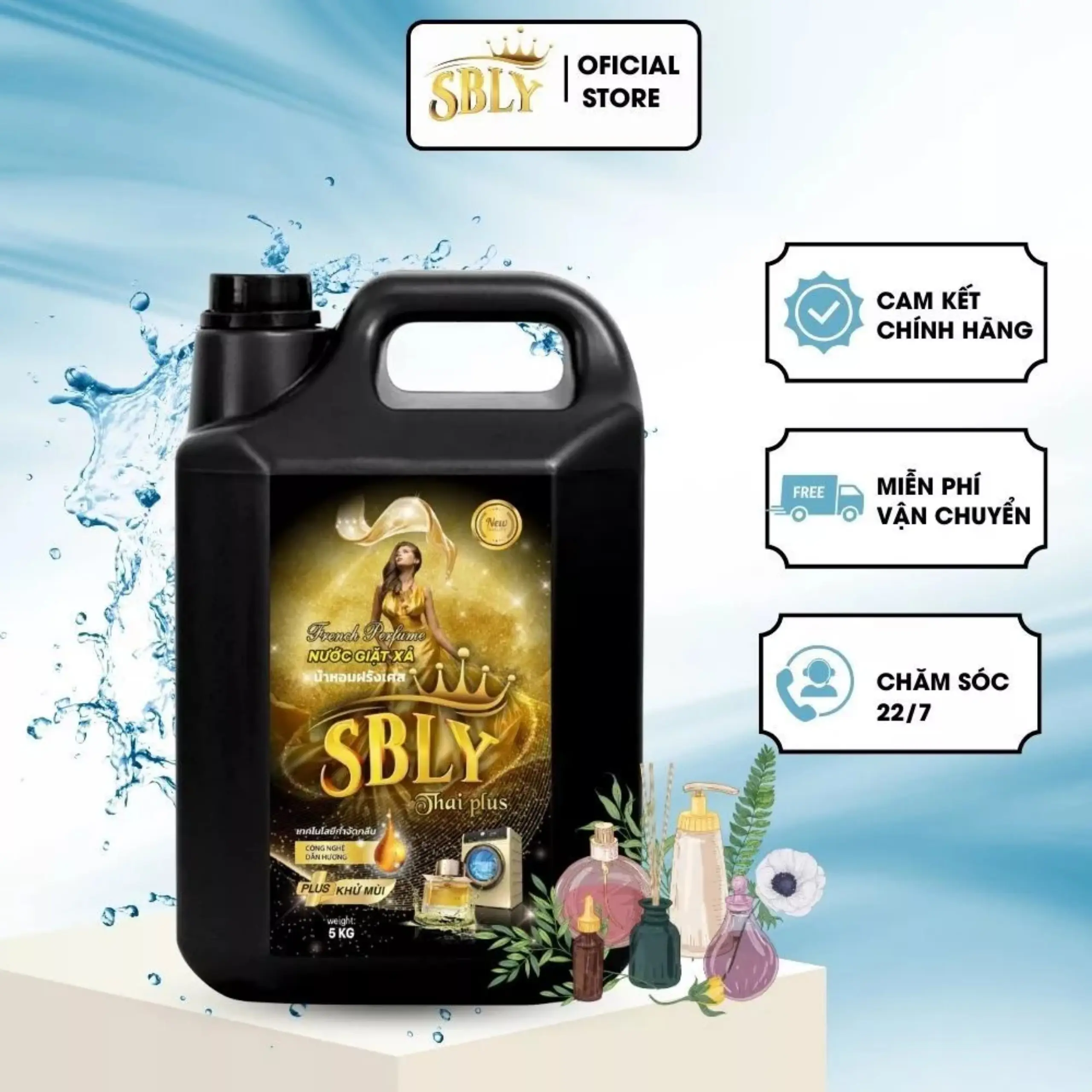 Nước giặt xả SBLY2in1 hương nước hoa mềm vải bền màu lưu hương lâu can 5000ml chính hãng Làm Sạch