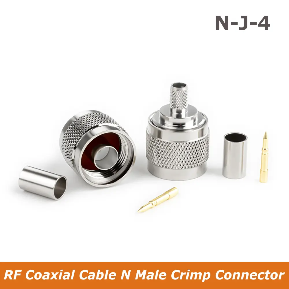 N Male Plug Crimp RF Connector 4D-FB LMR240 RG8X Coax Cable Straight RF Coaxial Adapter Connectors