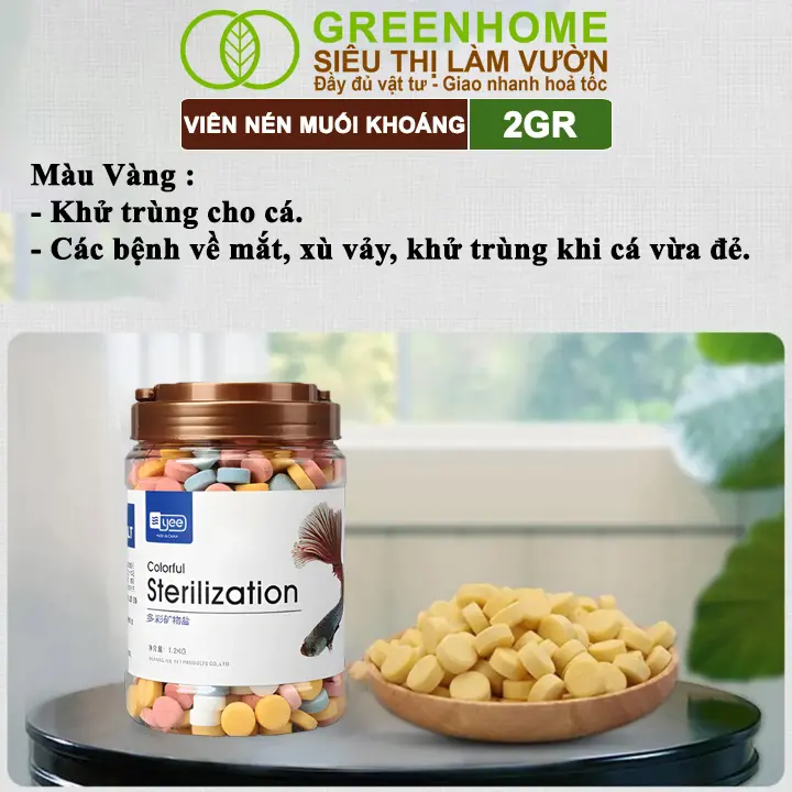[Hàng tặng] Muối Khoáng Viên Nén Greenhome, YEE, Viên 2gr, Viên Ngẫu Nhiên 5