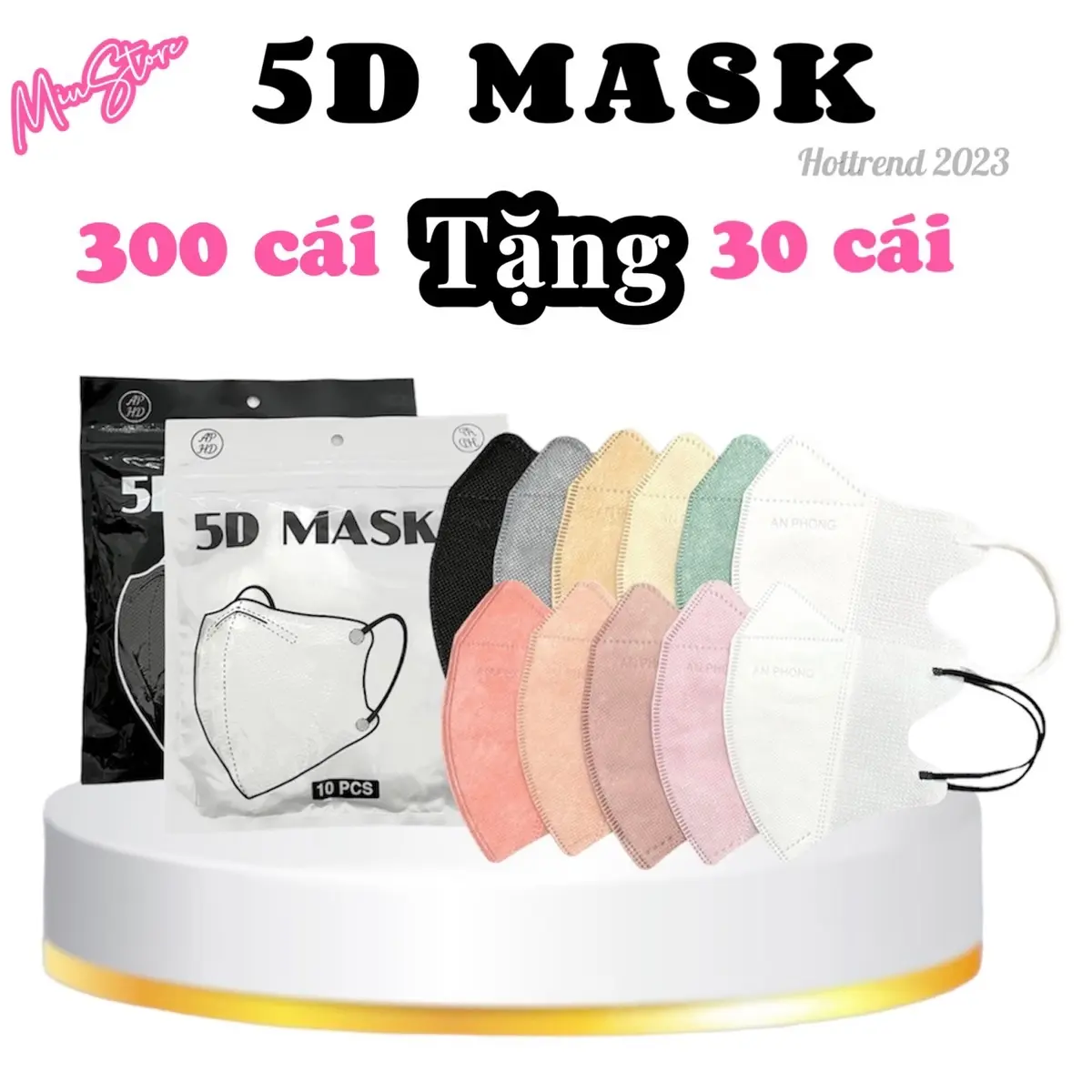 300 cái tặng 30 cái khẩu trang 5D mask Thái An Phong (CAREION) , 3 lớp kháng khuẩn, lọc bụi ( hottrend 2023 ) Phụ Kiện Accessories Che Mặt Nam Nữ Voi Nhung Len