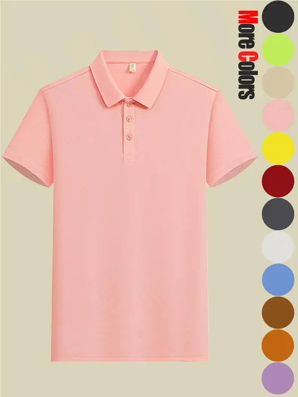 Men's Solid Color Short Sleeve Polo Shirt, Casual Breathable Quick Drying Collared T-Shirt for Summer, Fashion Men's Top for Daily Wear, Tropical 3