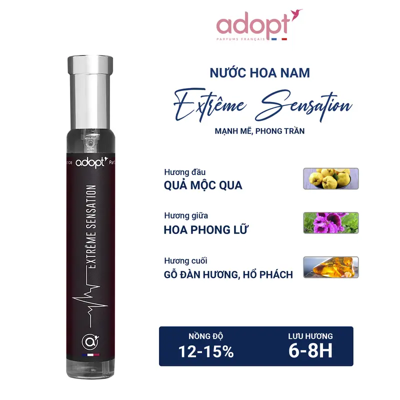 Nước hoa nam Adopt' Extreme Sensation - Hương thơm nam tính cuốn hút - Nước hoa Pháp chính hãng 30ml Perfume Cosmetic 0