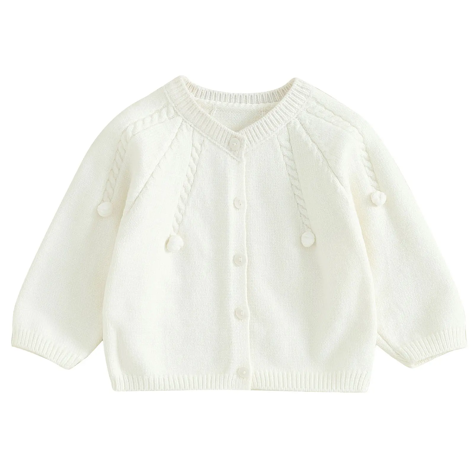 Baby Knitted Cardigan Infant Solid Color V Neck Knit Button Sweater