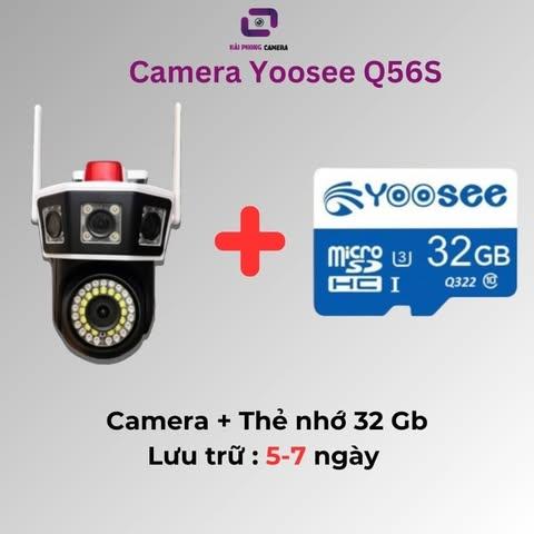[ Bảo hành 12 tháng] Camera Yoosee Q56S- 4 mắt 3khung hình- Xoay 360 độ ngang- 120 độ dọc- Chống nước chống mưa-  Đàm thoại gọi điện 2 chiều- Hình ảnh 15.0 mpx nhìn siêu nét- Trợ sáng ban đêm có màu rõ nét như ban ngày- Hải Phong Camera 3