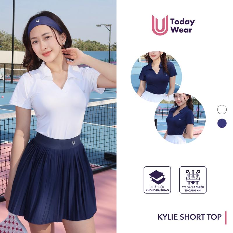 Kylie Short Top - Áo thun thể thao ngắn tay cổ polo Today U Wear vải thoáng mát co giãn tập gym yoga nhiều màu  Sport