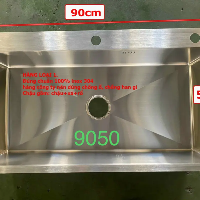 LOẠI 1 HÀNG CÔNG TY-DÀY 3LY Chậu Rửa Chén Bát 100% INOX SUS 304 N18 A1 KT 6045 6845 8245 8050 9050 NA.GRAND HÀNG CAO CẤP NHẤT MẶT DÀY 3LY HÀNG BAO XÀI 1