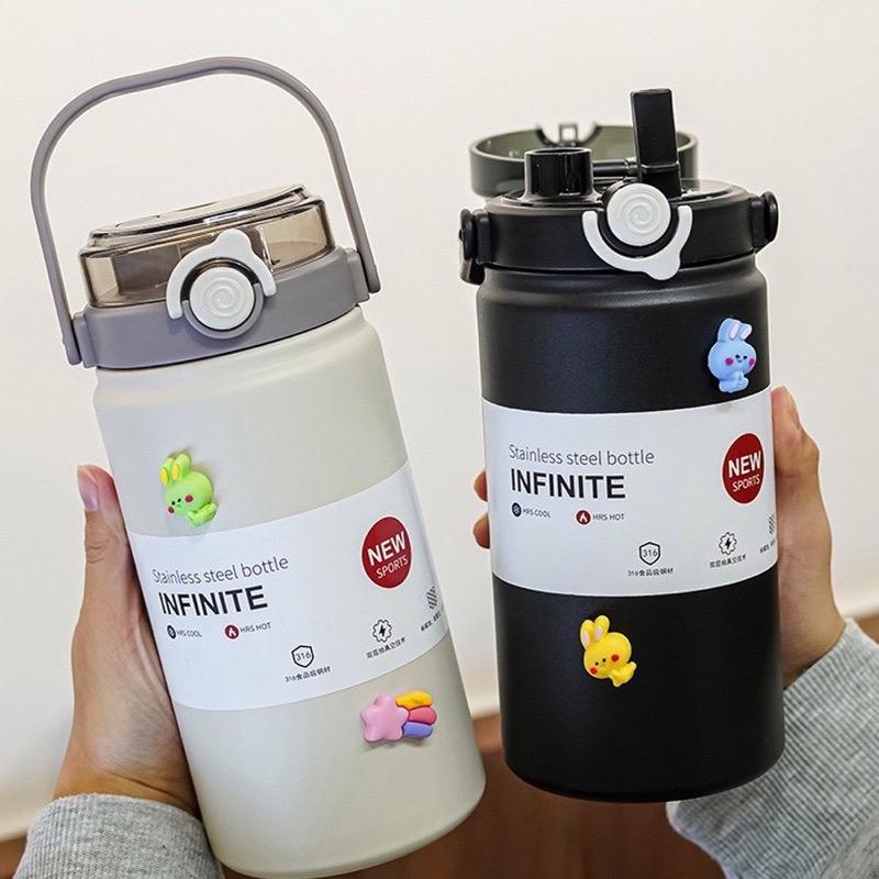 Bình Giữ Nhiệt 1000ml 1200ml Chất Liệu Inox 316 Giữ Nhiệt Nóng Lạnh Tặng Kèm Sticker 3D