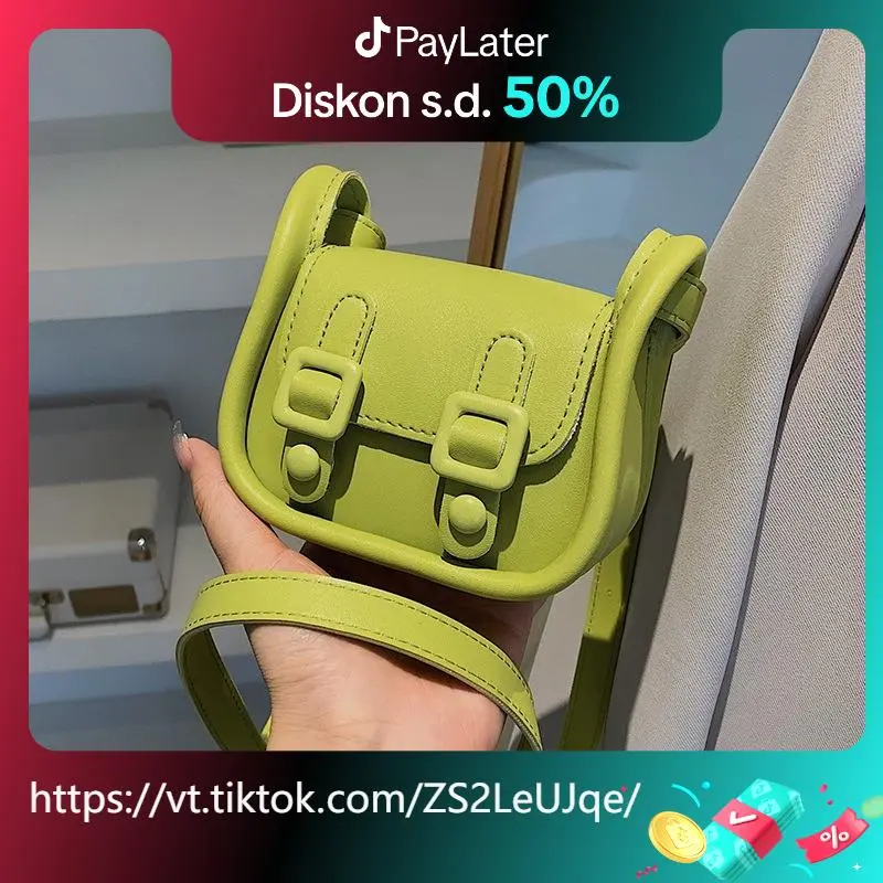 Tas Selempang Mini Retro Kasual Polos Kulit PU Tas Koin Fashion Tas Wanita Slingbag Cewek DMTS037 tas gemoy