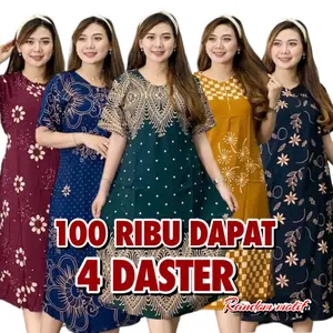 100 Dapat 4pcs beda motif beda warna || Daster Rayon Lengan Pendek Busui Bumil Kancing Depan Lengan Pendek Motif Batik mutiara