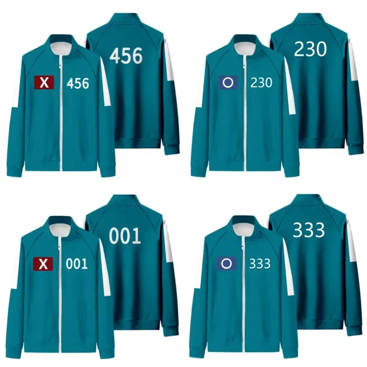 [Uhome]Squid Game 2 Costume Adult & Kids Blue Tracksuits Cosplay Outfit Costume Jackets Unisex Sweatshirt Coat