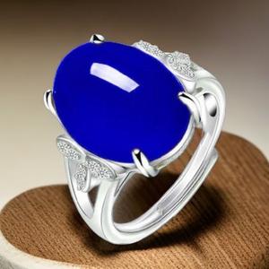 Cincin Terbuka, Batu Akik Hijau Tiruan, Gaya Retro Mudah, Bersalut Perak, Bertatah Berlian, Cincin Jed Merah Chalcedony Hijau Tiruan, Barang Kemas