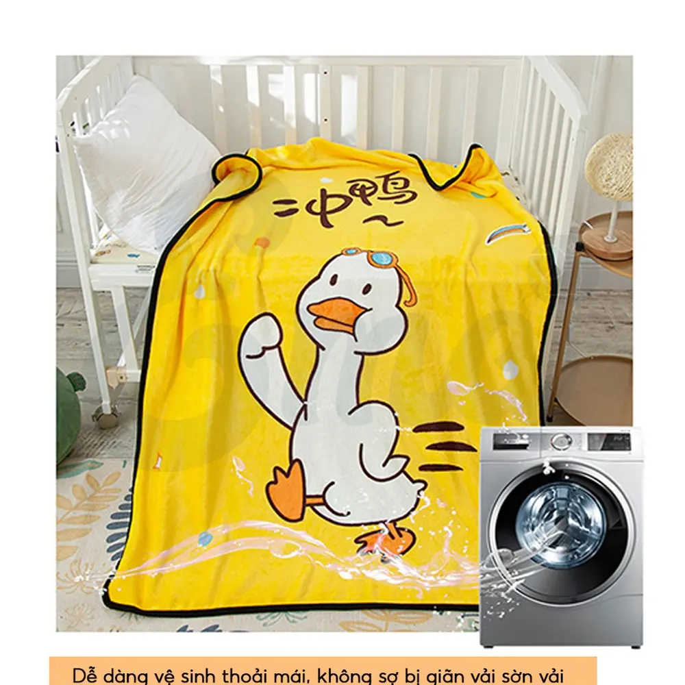 Chăn đi học cho bé mầm non, tiêu học EMA chất liệu tuyết nhung siêu êm ái, kích thước 1mx1m4
