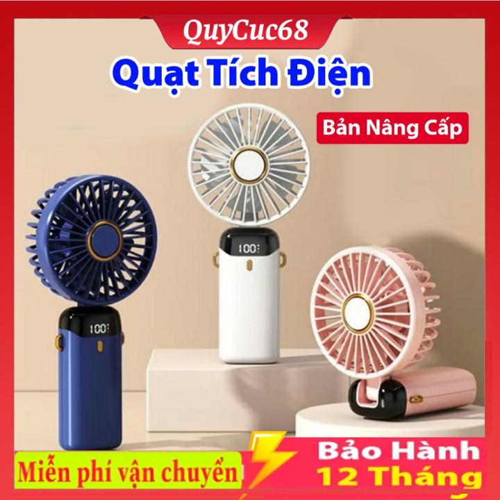 Quạt Cầm Tay Tích Điện Dung Lượng Pin Khủng, 5 cấp độ gió, màn hình Led Thông…