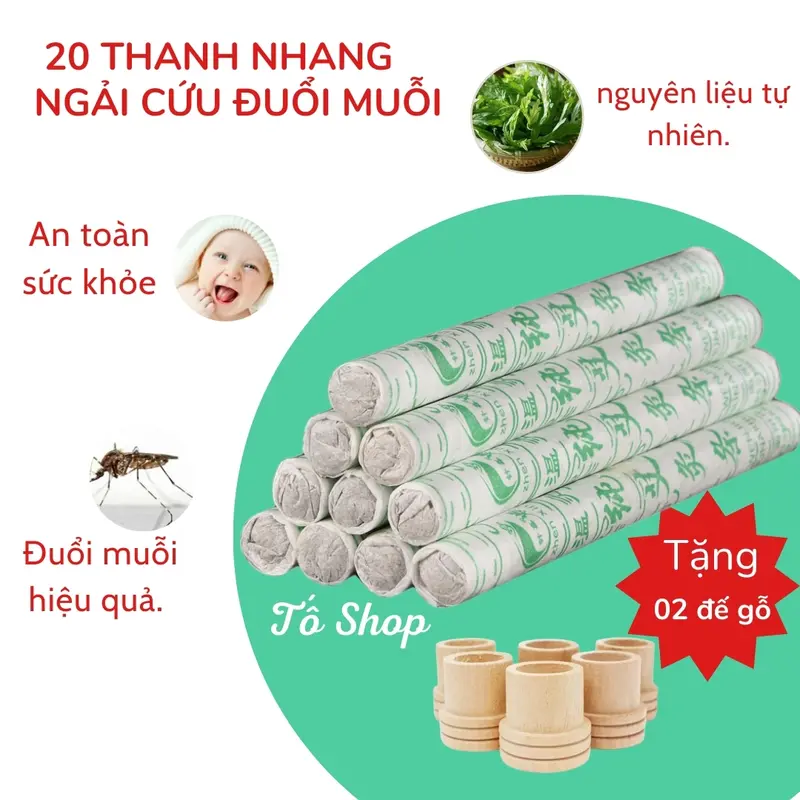 Combo 20 Thanh Ngải Cứu Đuổi Muỗi - Khử Mùi Hôi, Hương An Toàn 1