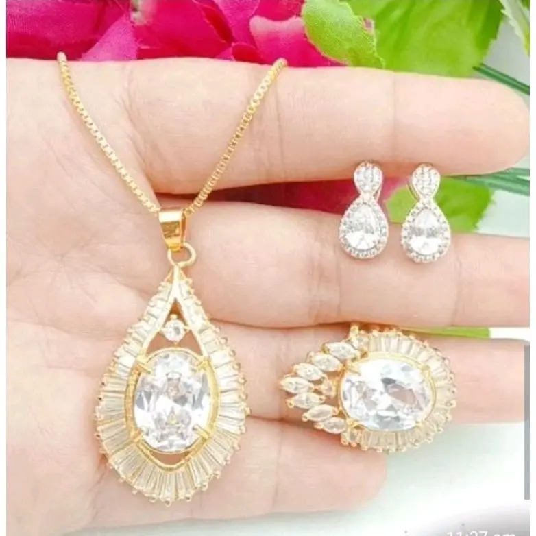 Set kalung Cincin Anting Gelang Lapis Emas Awet Tidak Luntur