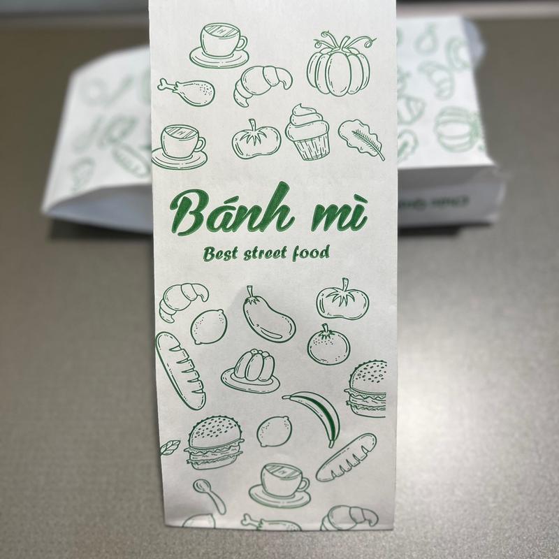 1000 Túi đựng bánh mì có in Xanh S1 - Túi giấy đựng bánh mì kích thước 95x59x245 giấy gói