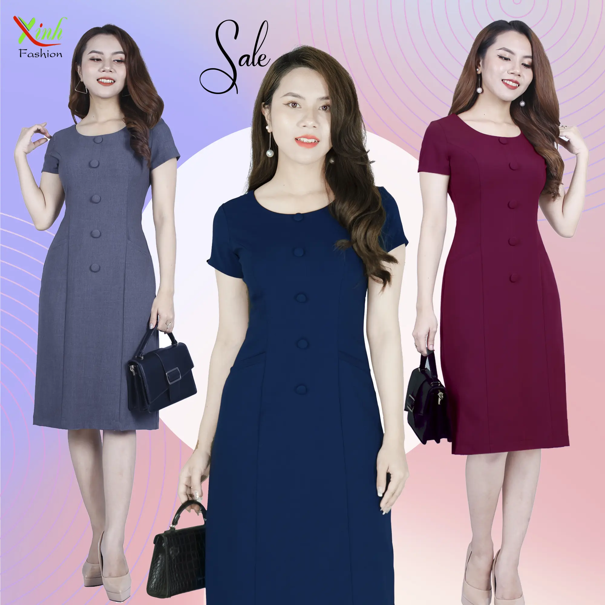 Đầm Suông Phối Nút Che Bụng Gọn Eo DL512DL510DL776DL509