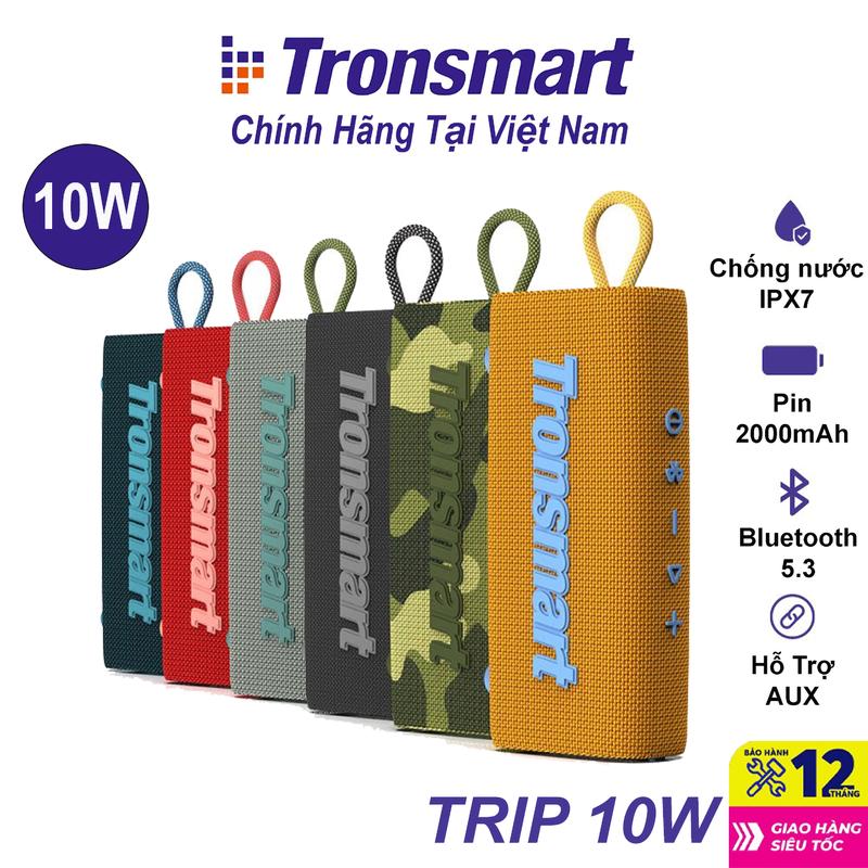 Loa Bluetooth 5.3 Tronsmart Trip Công Suất 10W, Loa di động Chống nước IPX7 với Trợ lý giọng nói, Trình điều khiển toàn dải kép Không Bị Trễ , Thời gian phát 20 giờ - Bảo hành chính hãng 12 tháng loa bluetooth  đèn sóng nước Củ Loa Nghe Nhạc