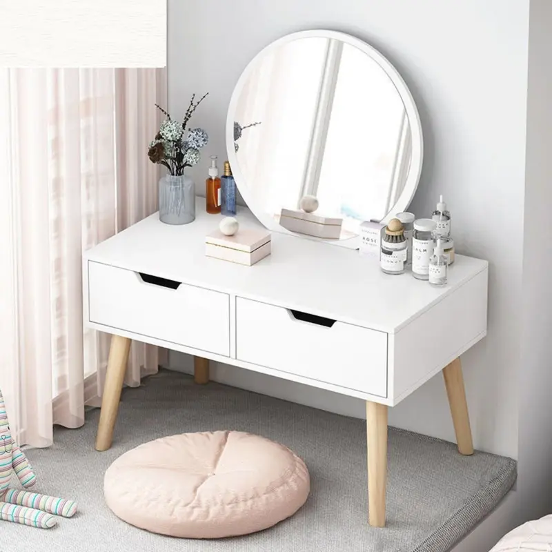 (LẮP GHÉP SẴN) Bàn trang điểm mini có gương,bàn trang điểm ngồi bệt có gương soi và ngăn đồ tiện lợi làm bàn trang điểm ngồi bệt có gương, bàn phấn có gương kết hợp làm bàn học, bàn làm việc bàn _ Vietnam Có ngăn kéo bàn  học 3