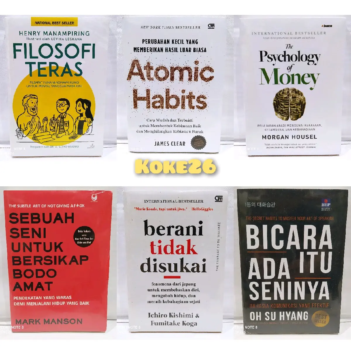 PAKET 6 BUKU MOTIVASI BESTSELLER BICARA ITU ADA SENINYA - BERANI TIDAK DISUKAI - SEBUAH SENI UNTUK BERSIKAP BODO AMAT - THE PSYCHOLOGY OF MONEY - ATOMIC HABITS - FILOSOFI TERAS Soft Cover