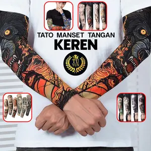 Manset Tatto Temporary Tangan Keren Model Kekinian Fashionable - 1 Set ISI 2PCS (Kanan Kiri) Pelindung Lengan Motif Tatto Selain Pelindung Dari Sinar UV Manset Hand tato  temporer naga Punggung