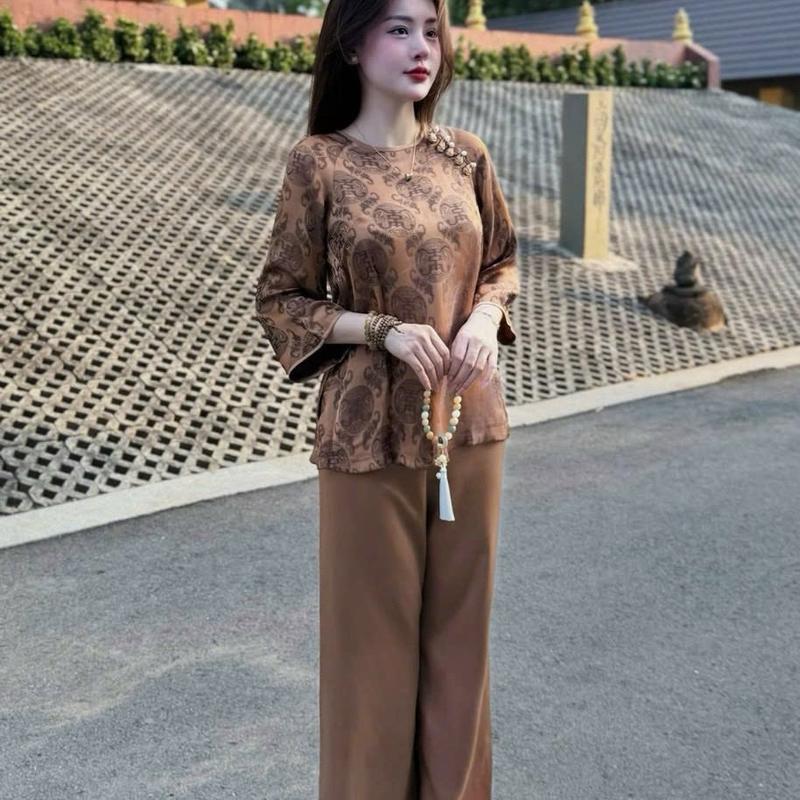 Bộ đồ đi chùa , đồ lam pháp phục đi lễ tằm thọ nhiều màu 6