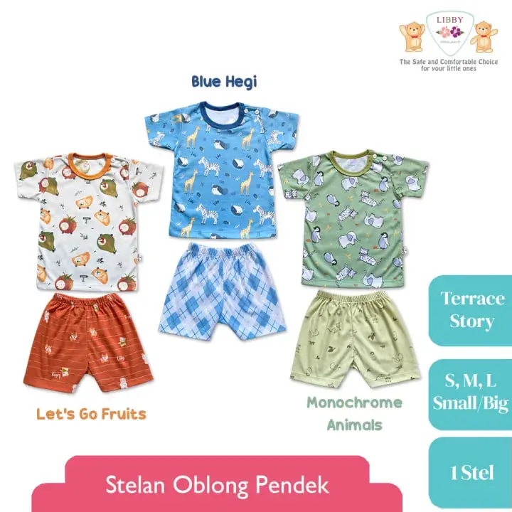 Baju Bayi Libby Baby 3 PSG TALE OF PRAIRIE Setelan Baju Lengan Pendek Celana Pendek Libby Bunda 1