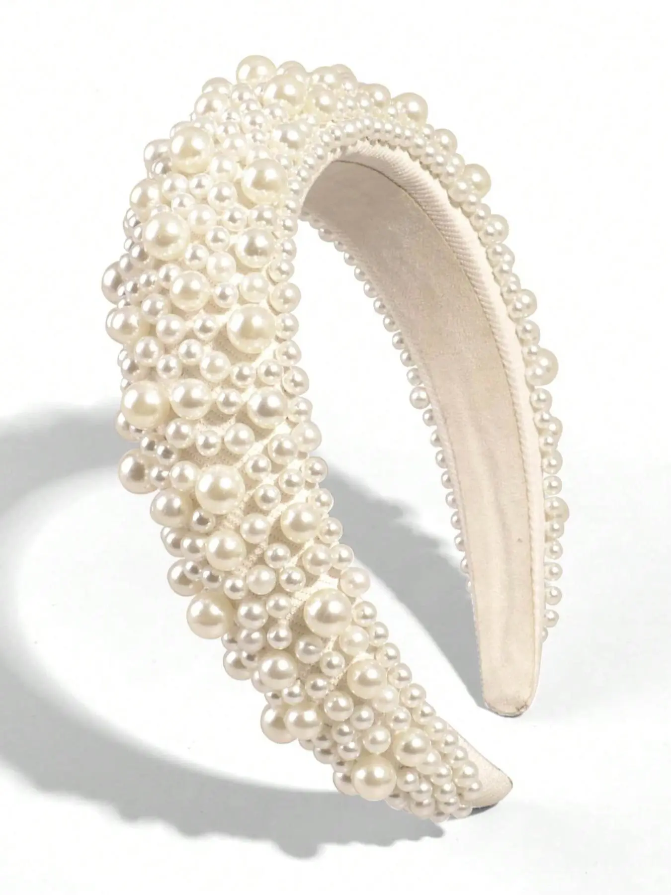 Women's Elegant Fashion Full Faux Pearls Decoration Sponge Wide Hair Hoop, Casual Versatile Party Festival Hair Accessories, Puffy Headband
