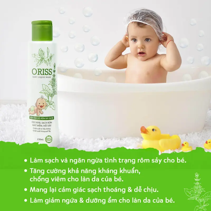 Sữa tắm gội rôm sảy Oriss chiết xuất trầu không dịu nhẹ không cay mắt dùng được cho trẻ sơ sinh - ORIBE, Chai 150ml Cho Bé 3