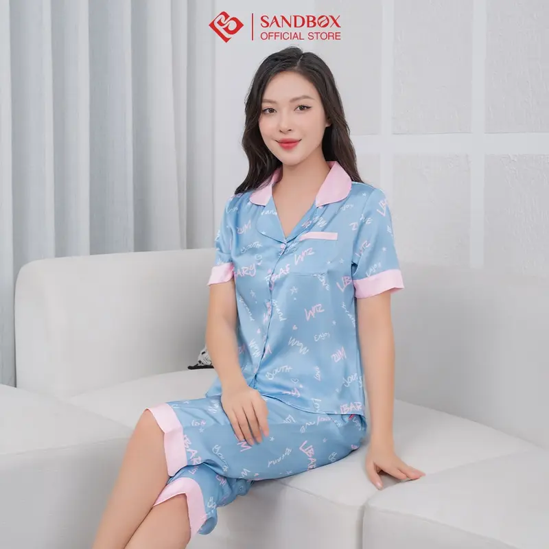Đồ Bộ Nữ Pijama SANDBOX Chất Lụa Latin Cao Cấp Thiết Kế Họa Tiết Độc Quyền (BLL24005) Women Quần Ngủ Áo Ngủ 6