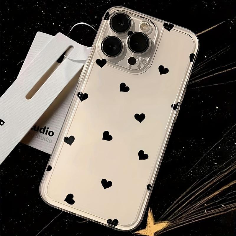 Product Introduction of Heart Pattern Clear Phone Case, Anti-drop Cellphone Protective Case, Total Protective Shockproof Mobile Phone Cover for iPhone 11 12 13 14 15 16 Pro Max/Pro/Plus, Casing 1