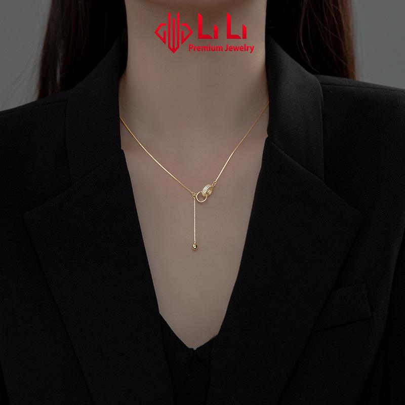  Vòng cổ bạc nữ LiLi S925 đính đá CZ cao cấp hình nhẫn đôi Phelan LILI_954156 