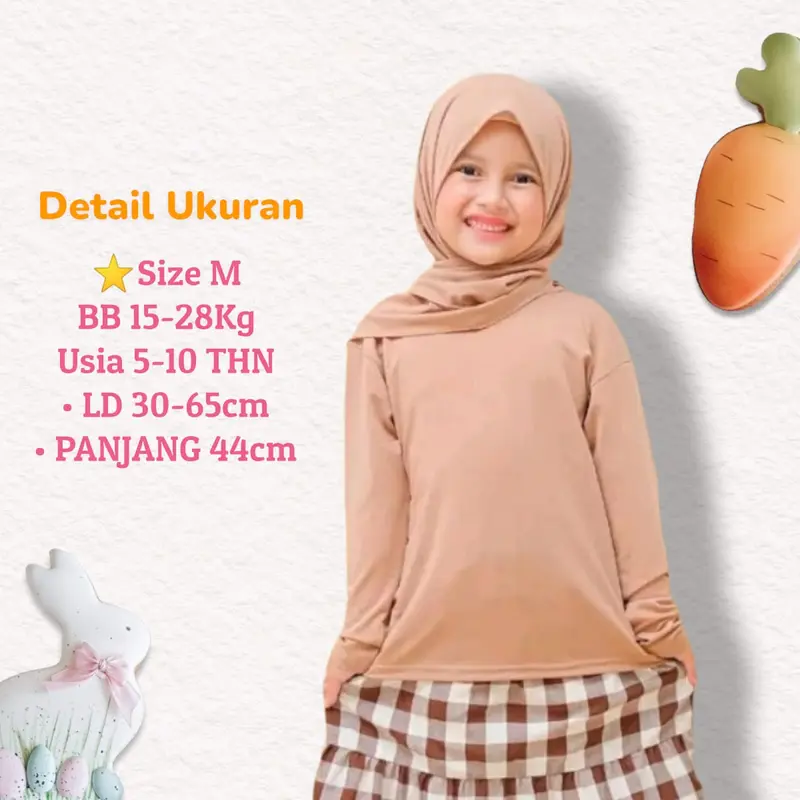 Manset anak perempuan 5 sampai 10 tahun bahan soft adem / Baju kaos manset anak lengan panjang / Mangset anak perempuan Hitam Putih 8