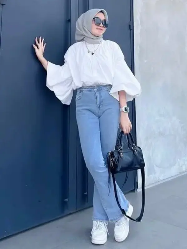 Cutbray Jeans Strecy Slim-fitting Grey Highwaist Low Waist Model Era 90 Panjang 102cm Polos Celana Wanita Denim Cewek 4