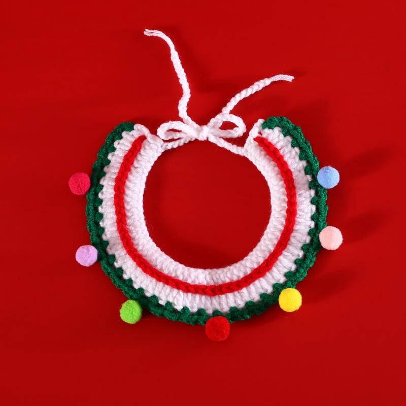 Cat and Dog Christmas Dress Up Set, Knitted Yarn, Hand Hook, Five Corners, Planet Scarf, Hat, Headwear Accessories 8