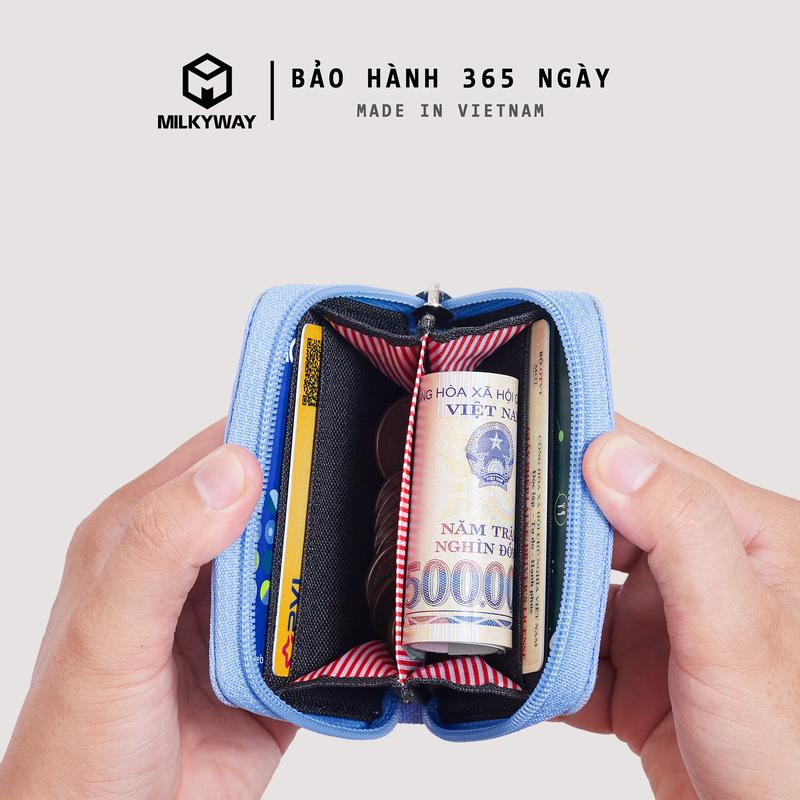 Ví Vải MILKYWAY Mini Zipper Thời Trang Nam Nữ Chống Thấm Nước Chất Liệu Polyester Siêu Bền - Chữ Nhật, Wallet 3