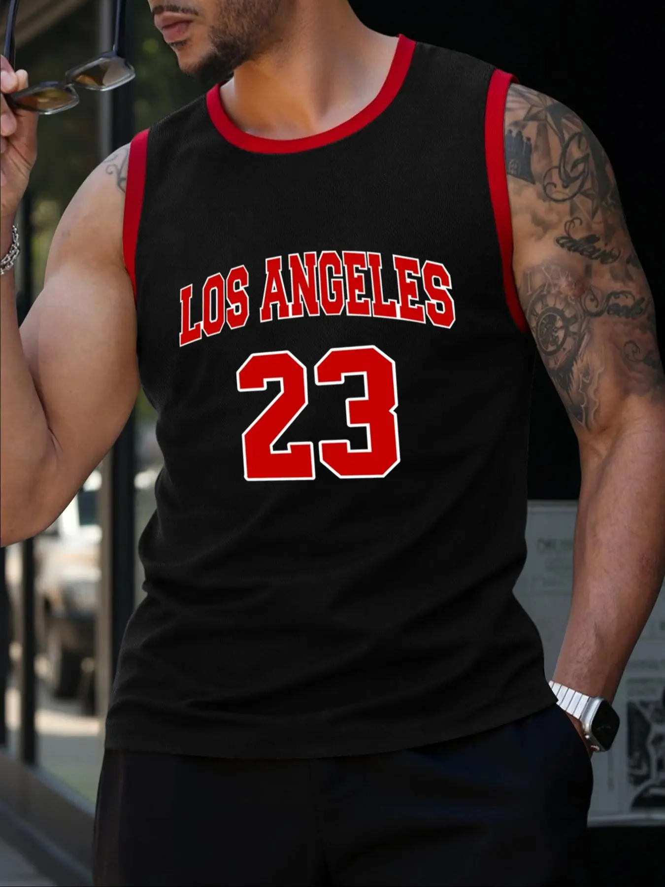 Men's Basketball Vest, Regular Fit Letter Graphic Sleeveless Vest, Men's Top for Daily Wear