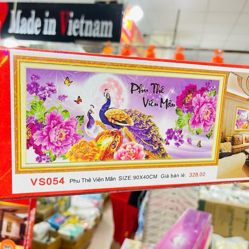 Tranh Đính Đá Phu Thê Viên Mãn Vs054(90x40cm) Chưa Đính 1
