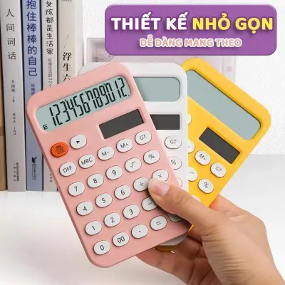 Máy Tính Bấm  Hiển Thị 12 Số - Thiết Kế Nhỏ Gọn, Màu Tươi Sáng, Nút Chống Trượt Tiện Lợi Cho Học Sinh máy  tính cầm tay 3