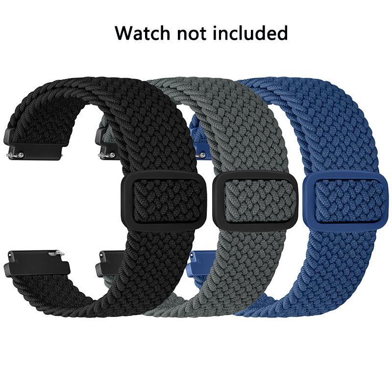 Product Introduction of Braided Nylon Watch Band (Band Only), 3 Counts Adjustable Sports Watch Band for Samsung Galaxy Watch 6 5 4 Active 2, Universal Watch Band for Men & Women 7