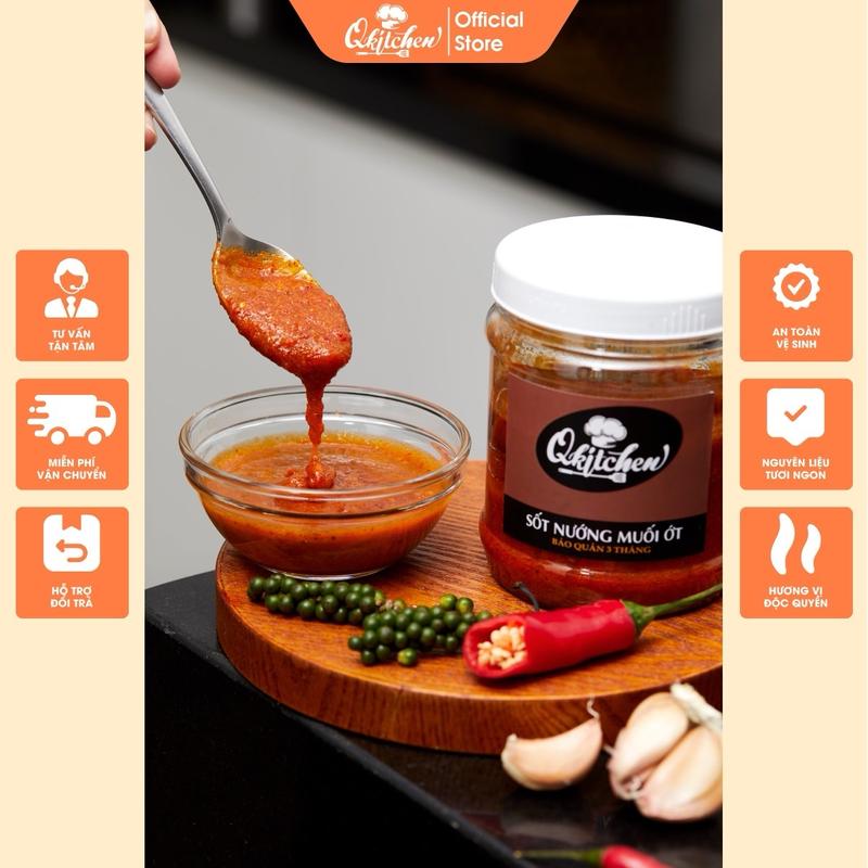 Sốt Nướng Muối Ớt Qkitchen - Xốt Ướp Gia Vị Ướp Hải Sản Thịt Gà Bò Heo Cao Cấp Siêu Ngon 300gr - 500gr