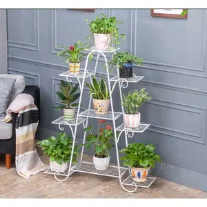 standing pot susun 9/rak pot bunga susun 9 Besi Putih