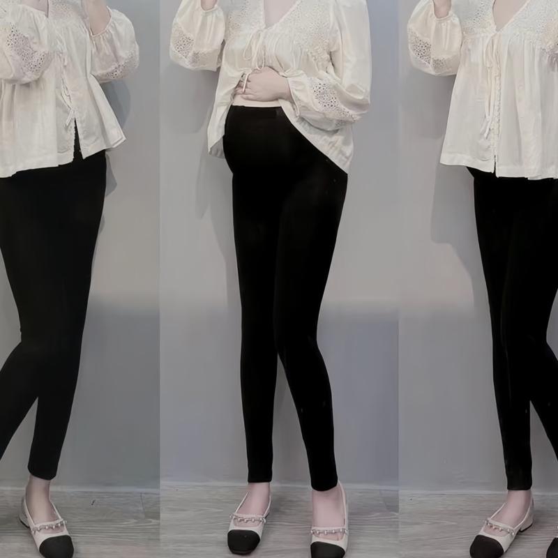 Có Lót Lông Mỏng Quần Bầu Legging Dài Đáp Bụng Chất Cotton Zip Co Giãn Váy Bầu Đầm Bầu quan baulung