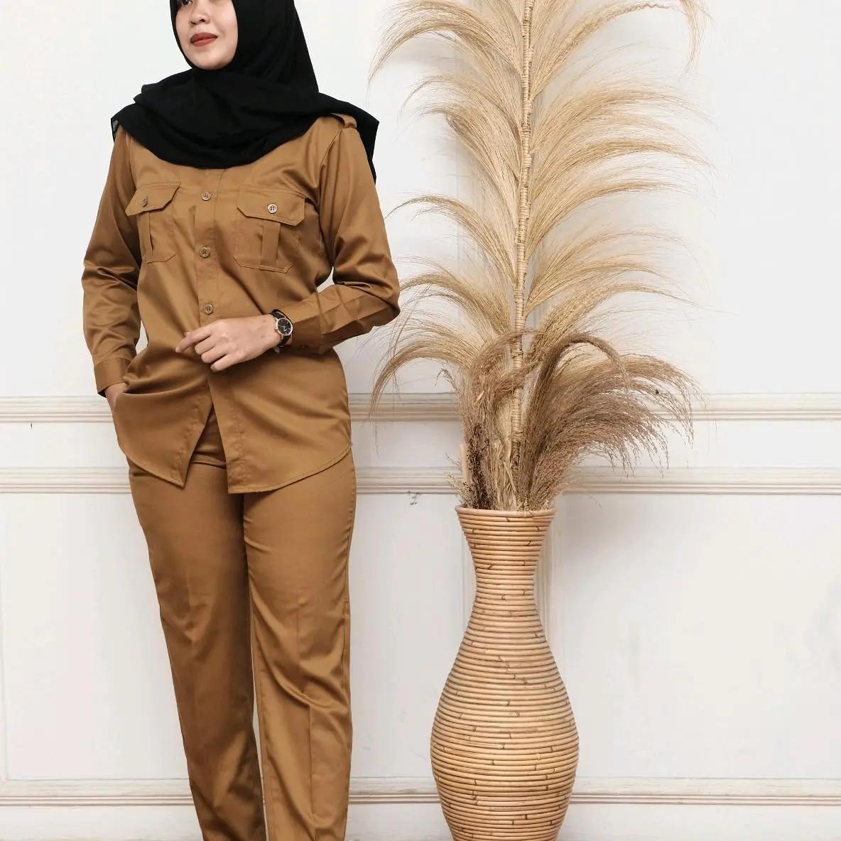setelan celana model saku dada