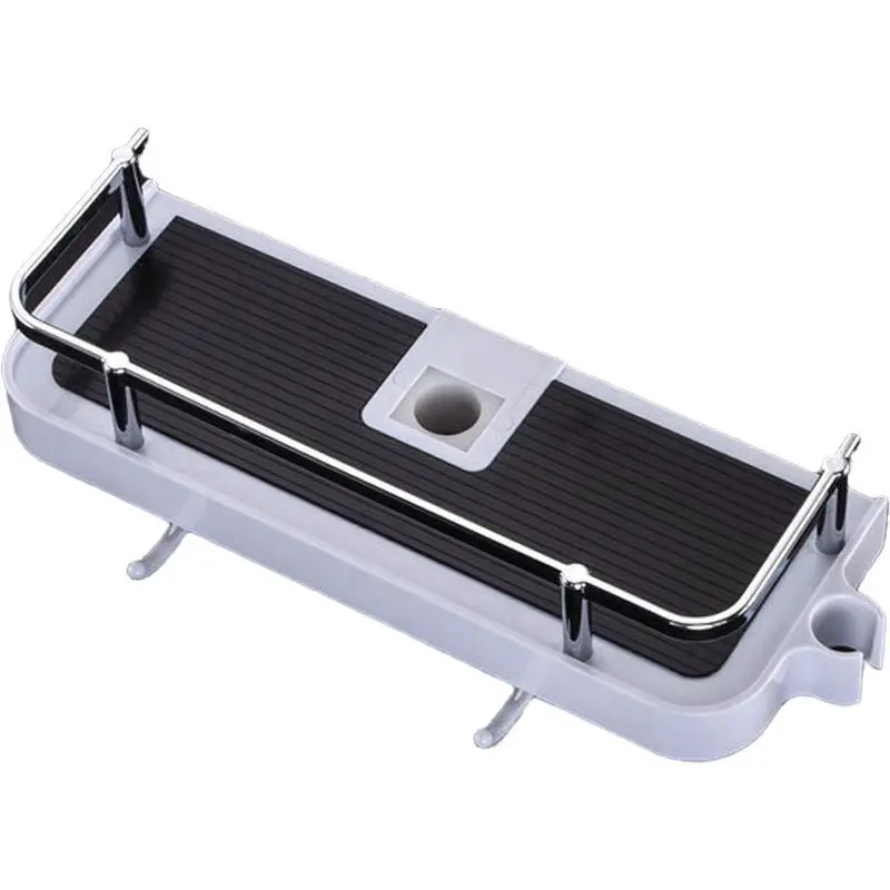 No drilling Shower Rod Storage Organizer Caddy Adjustable Adjustable Racks 3