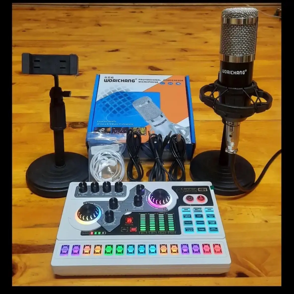 Bộ mic hát thu âm livestream Bm900 và soundcard X5 kèm tai nghe,kẹp mic,kẹp điện thoại