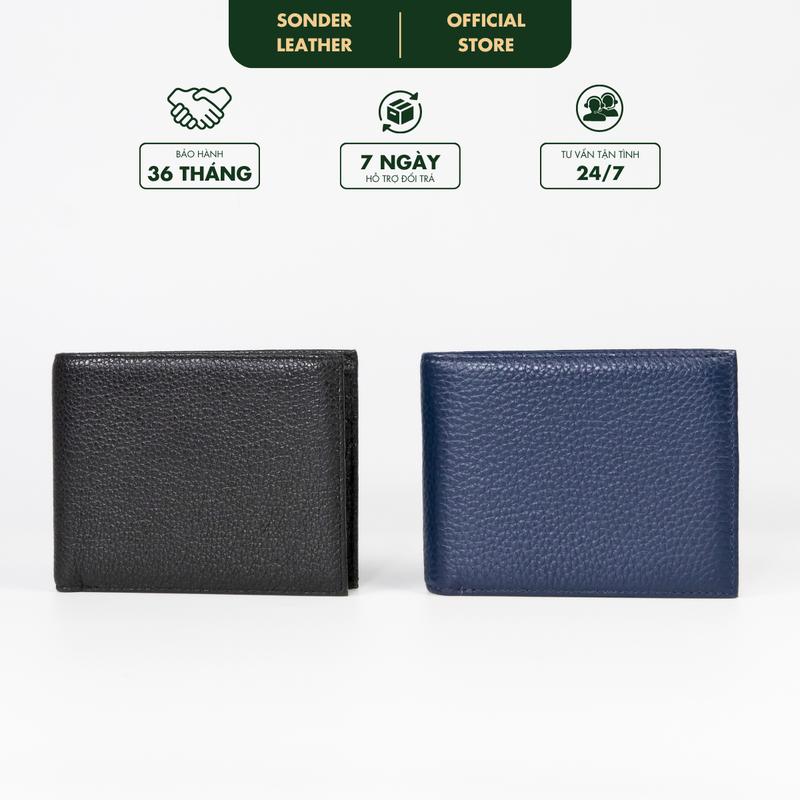 Ví nam da bò thật Lucas ví da nam cao cấp, bóp nam da bò vân hạt thương hiệu Sonder